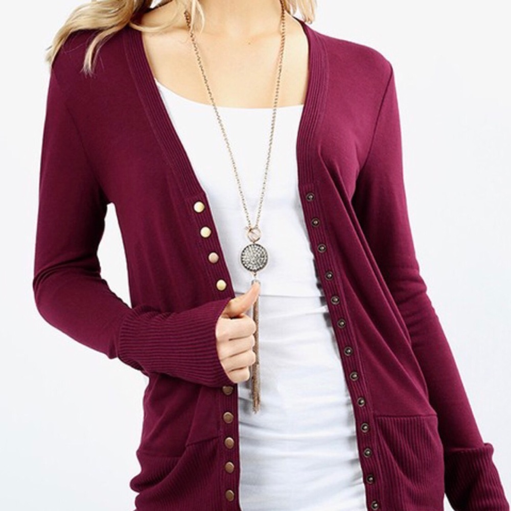 Cabernet Button Cardigan